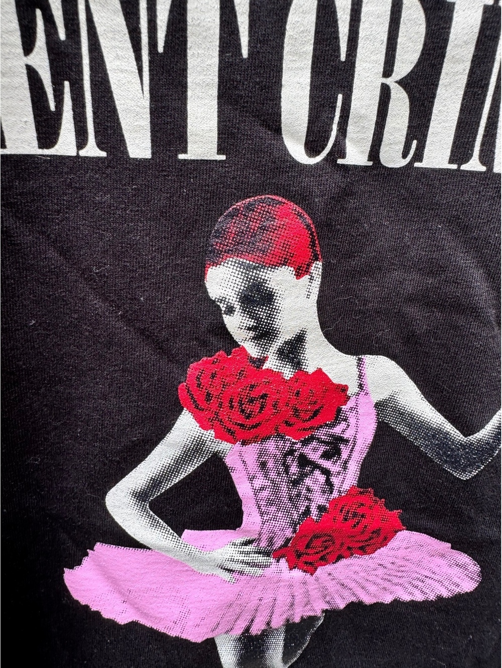 Hanes Authentic Black Cotton T-Shirt with 'Decent Criminal' Ballerina Graphic - Picture 2 of 4